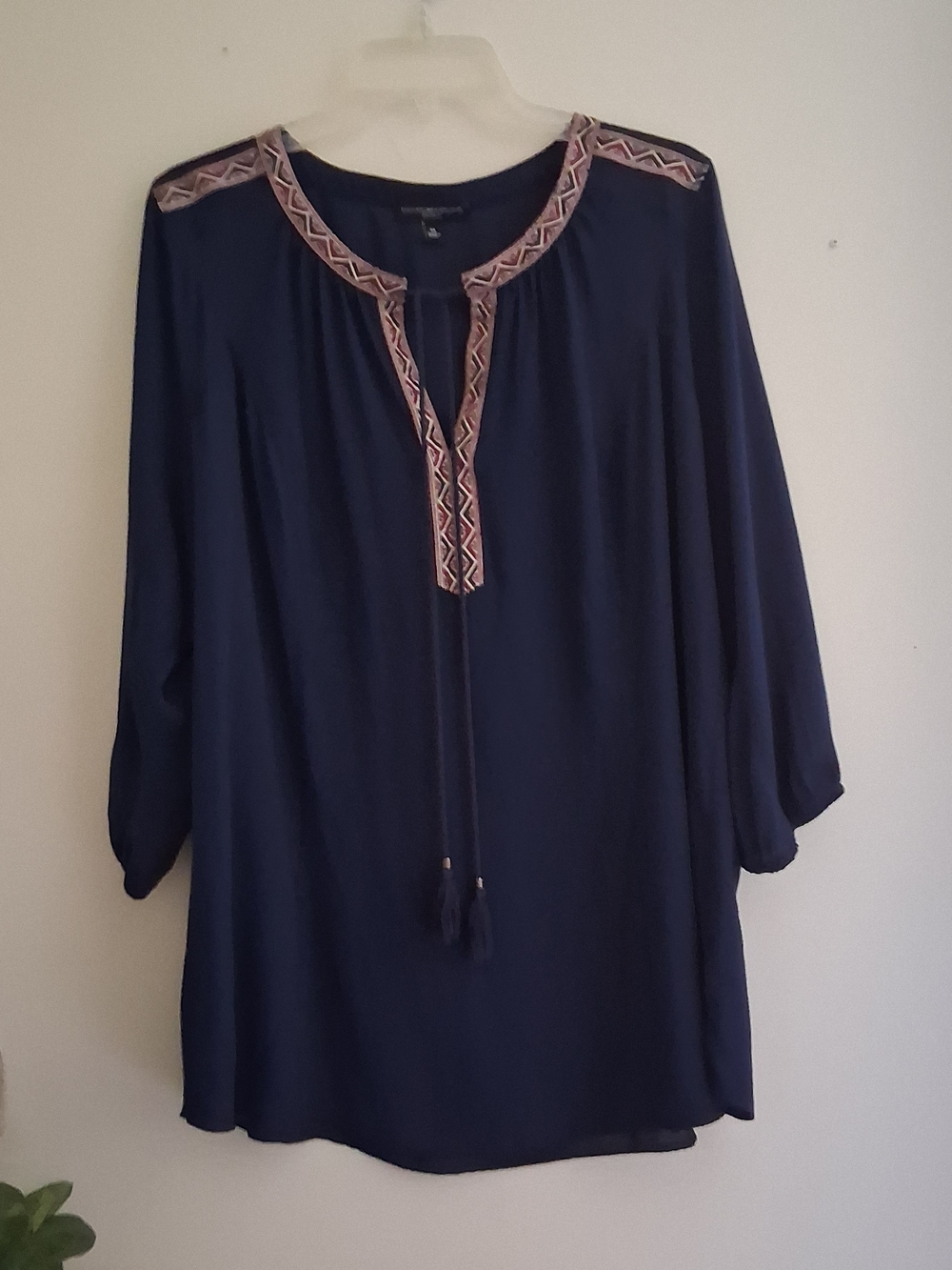 Signature Studio Navy Tunic with Embroidered Trim
